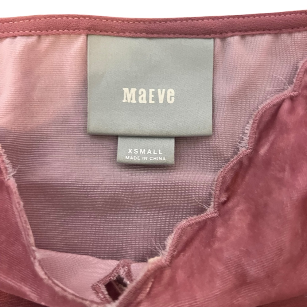 Maeve Anthropologie Pink Scalloped Velvet Cami Top Shirt Blouse XS - Picture 2 of 9